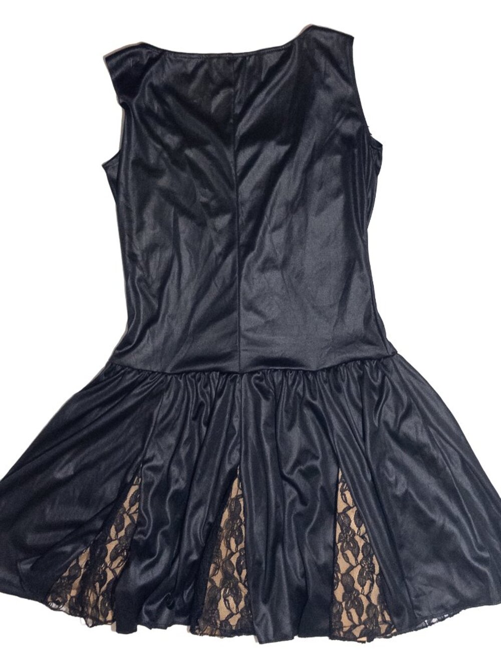 Vintage Black and Tan Fringe Dance Costume With Lace and Pleats - Picture 2 of 10